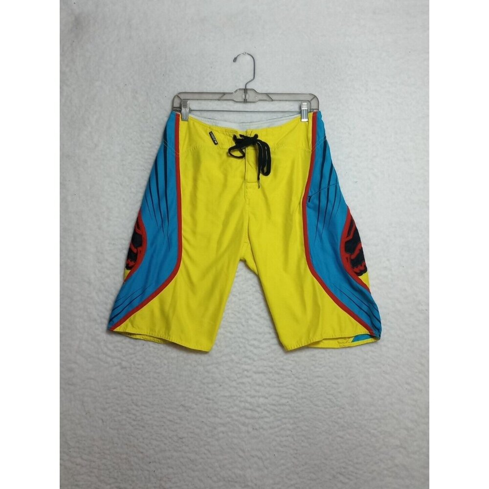 Fox Racing Men's Board Shorts Yellow Blue Red Size 29